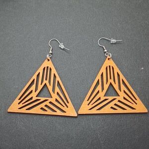 GEOMETRIC triangle wooden boho earrings abstract design jewelry